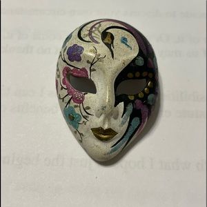 Hand painted ceramic brooch.